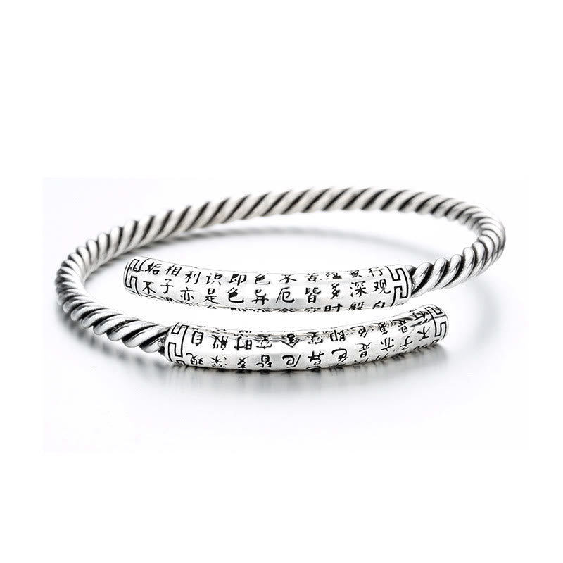 Retro Heart Sutra Twisted Design Pattern Balance Bracelet Bangle - Image 6