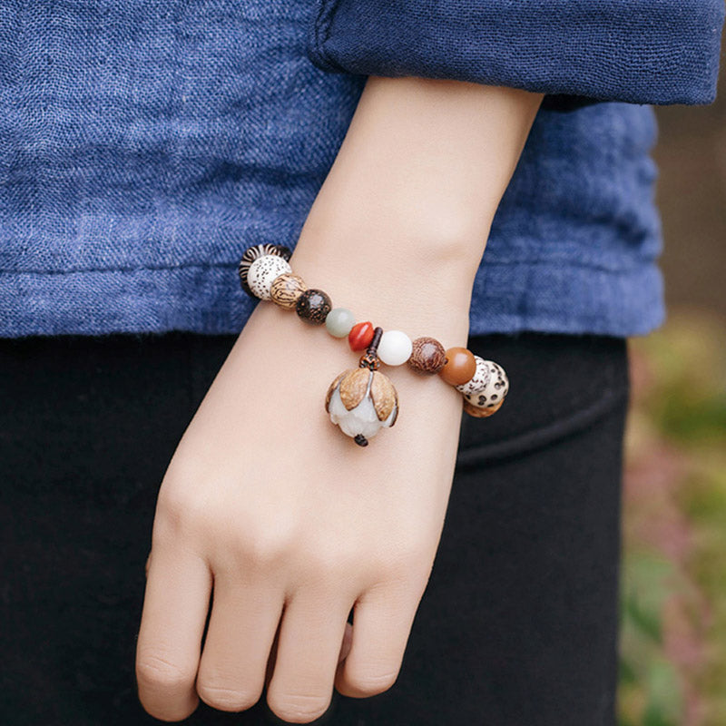 Bodhi Seed Lotus Wisdom Peace Wrist Mala Bracelet - Image 4