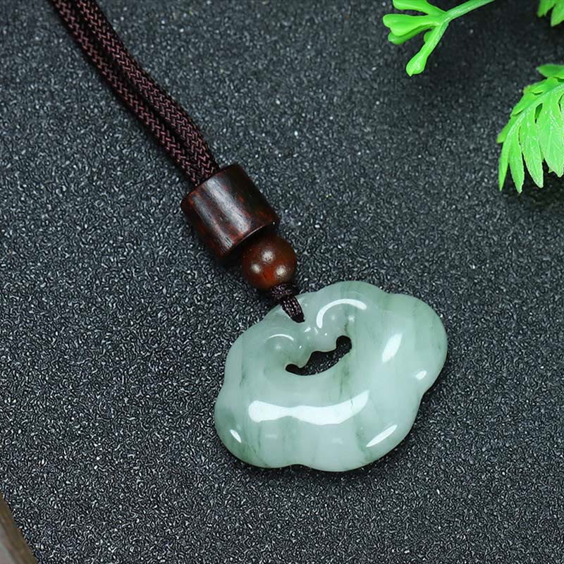 Tianshan Jade Golden Silk Jade Chinese Lock Charm Abundance Necklace Pendant