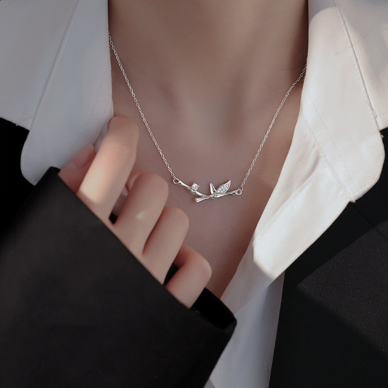 Bamboo Leaf Design Copper Zircon Wealth Necklace Pendant - Image 10