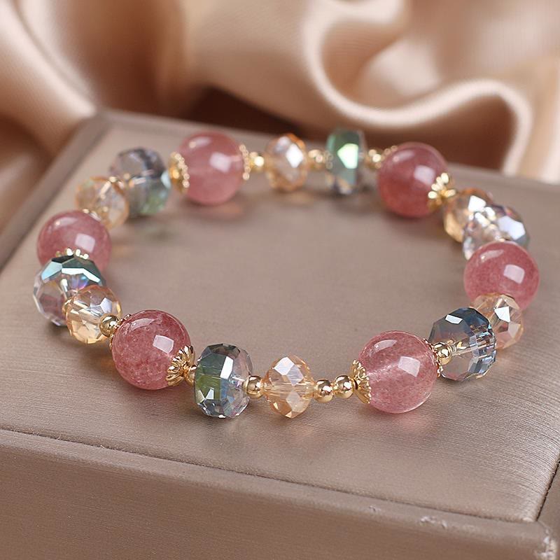 Natural Strawberry Quartz Colorful Crystal Positive Bracelet - Image 3