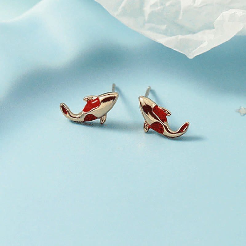 Copper Koi Fish Wealth Necklace Pendant Red Rope Bracelet Earrings Set - Image 17