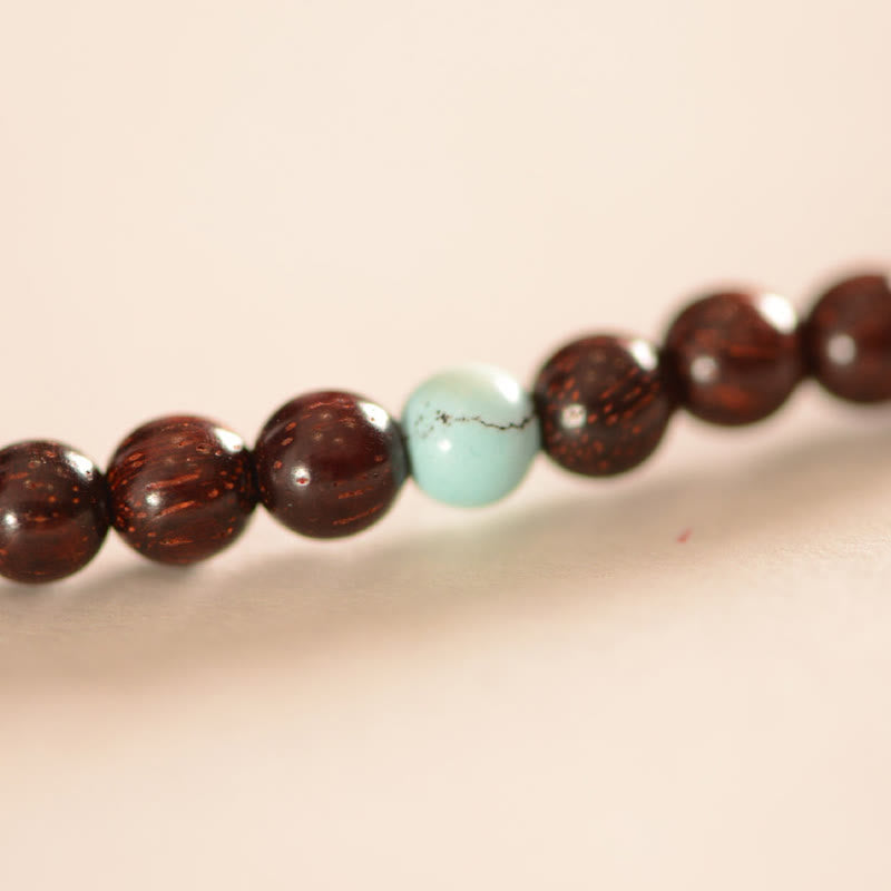 925 Sterling Silver Indian Small Leaf Red Sandalwood Fu Character Protection Triple Wrap Bracelet - Image 10