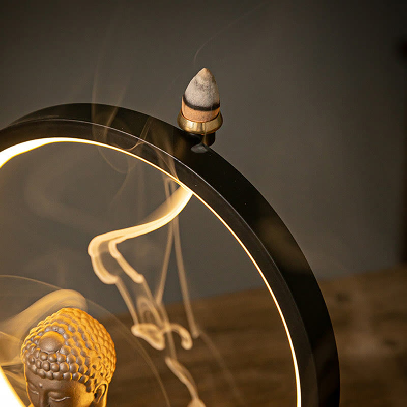 Buddha Lotus Backflow Smoke Fountain Ceramic Blessing Incense Burner With Light Decoration - Image 14