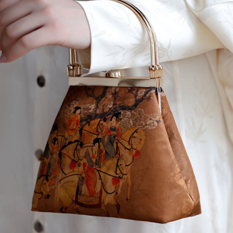 Painting of Lady of Guoguo on a Spring Outing Metal Handle Handbag - Image 10