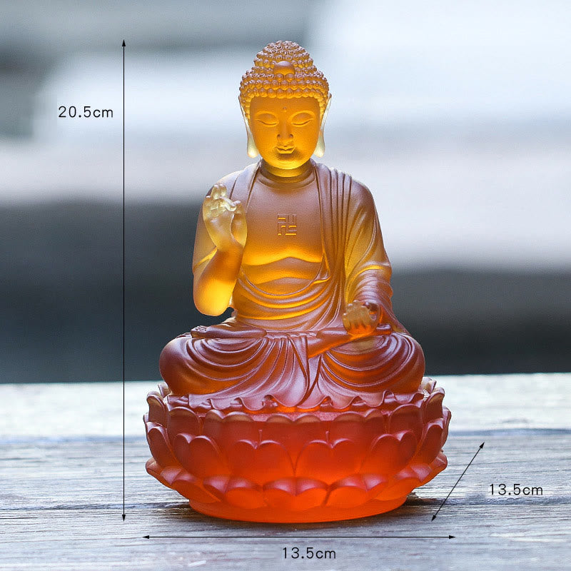 Handmade Sakyamuni Buddha Liuli Crystal Art Piece Compassion Statue Home Office Offering Decoration - Image 7