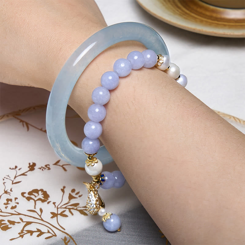 Inner Peace And Stress Relief Aquamarine Jade Blue Bracelet Bangle Bundle - Image 3
