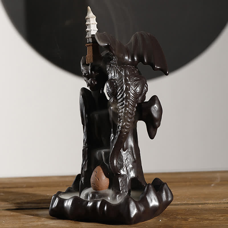 Nordic Dragon Ceramic Backflow Smoke Fountain Meditation Healing Incense Burner Led Ball Decoration - Image 15
