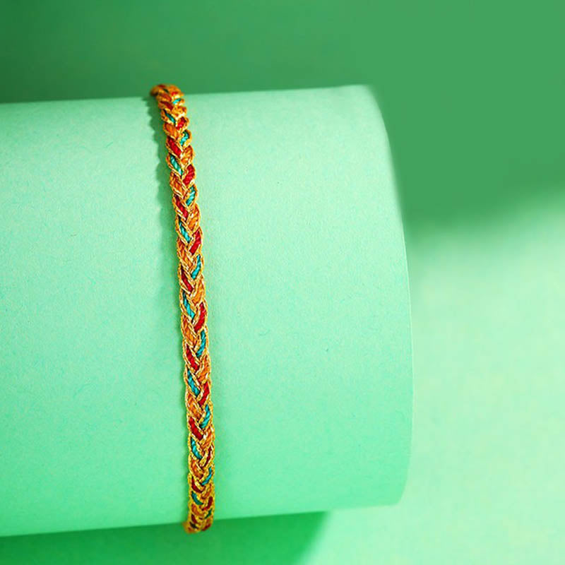 Handmade Multicolored Dragon Scale Pattern Braid String Bracelet - Image 3