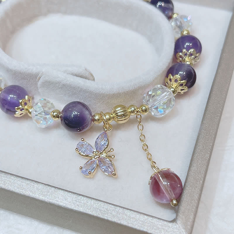 Natural Amethyst Crystal Spiritual Butterfly Charm Bracelet - Image 6