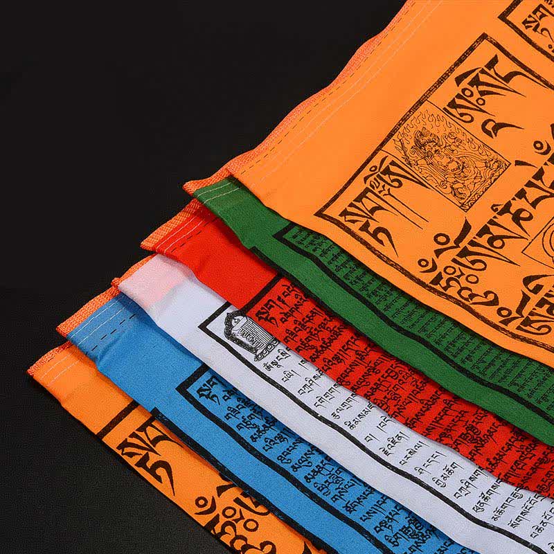 Tibetan 5 Colors Windhorse Auspicious Outdoor 25 Pcs Prayer Flag - Image 18