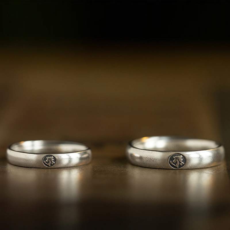 925 Sterling Silver Chinese Zodiac Natal Buddha Blessing Couple Ring - Image 14