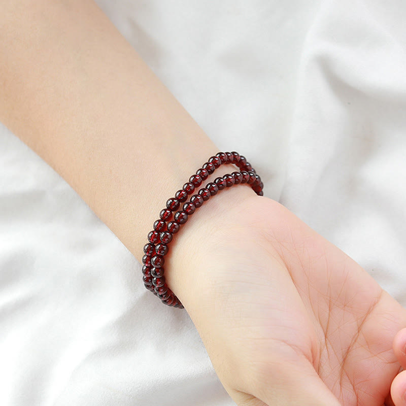 14K Gold Plated Natural Garnet Strawberry Quartz Stability Double Wrap Bracelet - Image 11