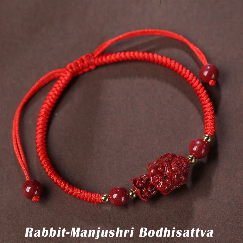 Chinese Zodiac Natal Buddha Cinnabar Amulet Blessing String Bracelet - Image 7