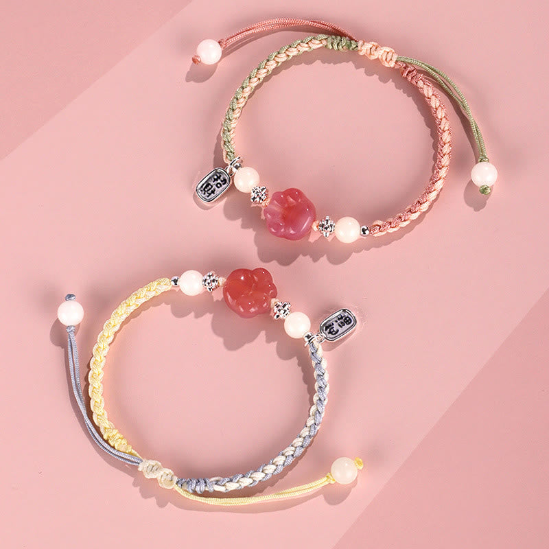 Yanyuan Agate Cat Claw Paw White Bodhi Seed Fu Character Positive Braided Rope Bracelet - Image 13