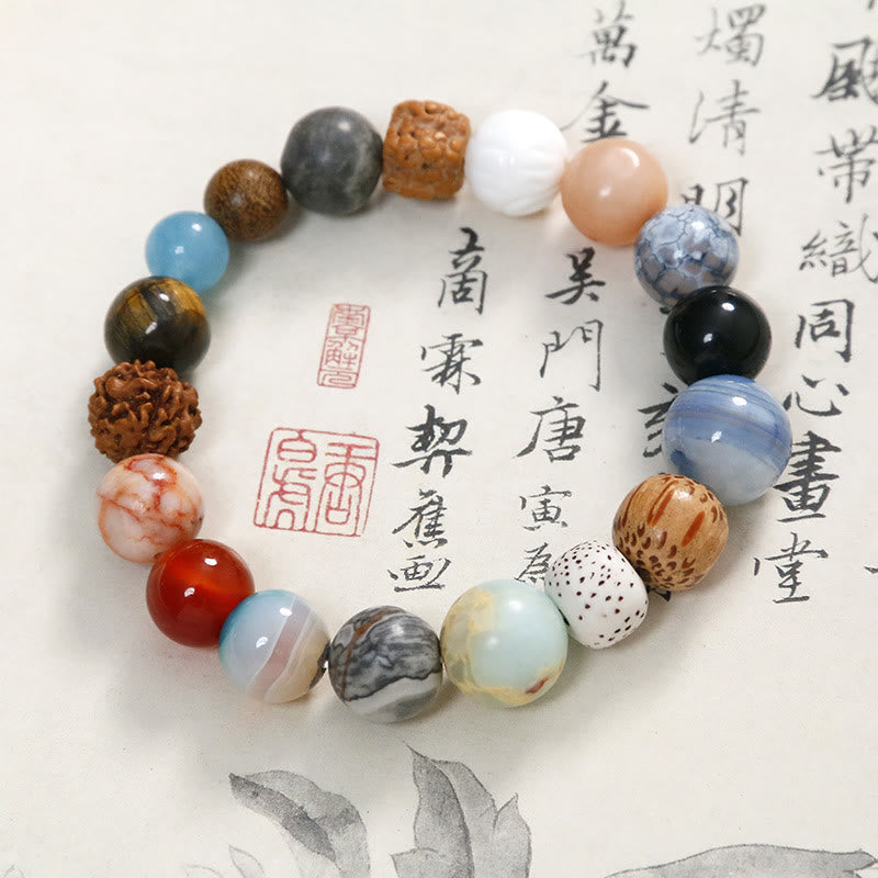 Natural Bodhi Seed Crystal Stone Agate Keep Away Evil Spirits Bracelet - Image 7