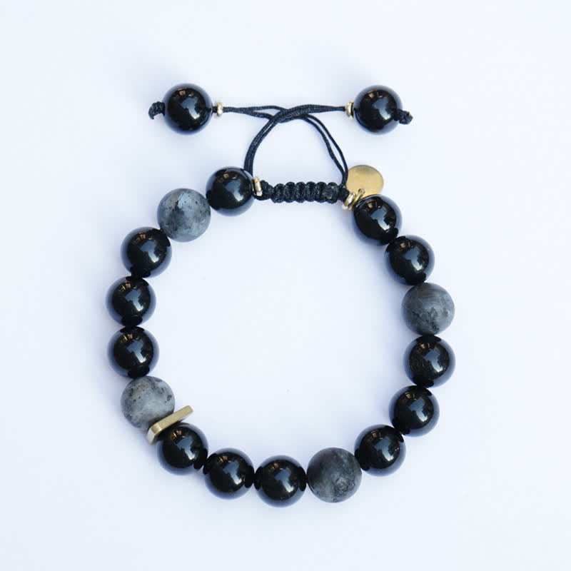 Black Obsidian Black Glitter Stone Purification Bracelet - Image 7