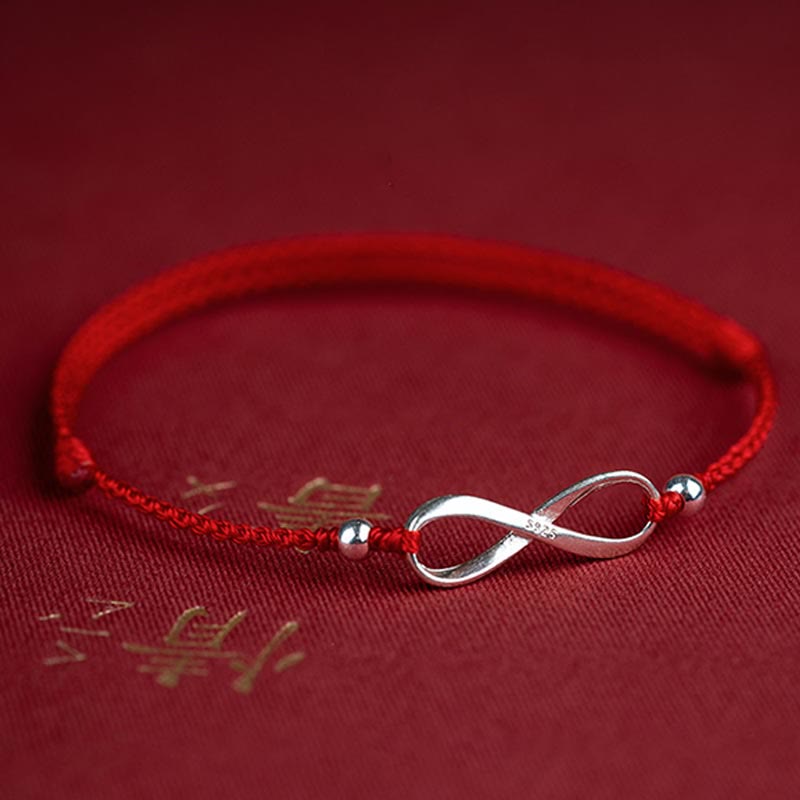 925 Sterling Silver Endless Knot Protection Luck Red String Bracelet Anklet - Image 7