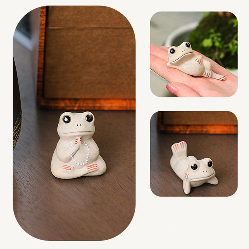 Mini Small Praying Frog Ceramic Wealth Prosperity Home Tea Pet Figurine Decoration - Image 7