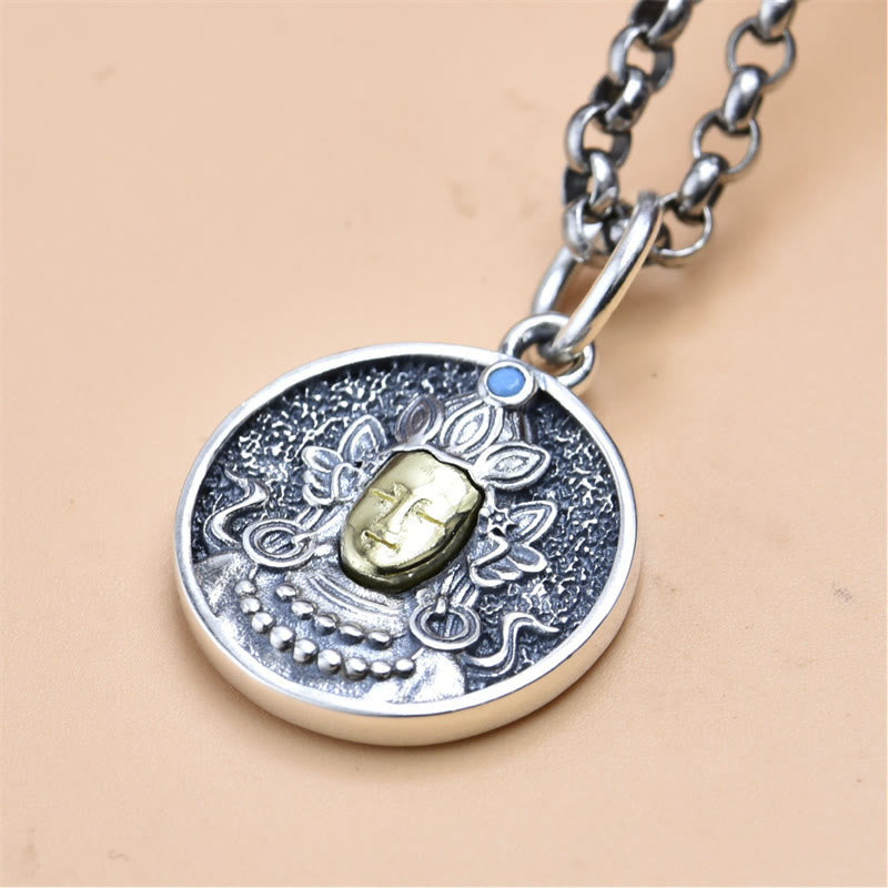 925 Sterling Silver Green Tara Double Dorje Vajra Protection Necklace Pendant - Image 6