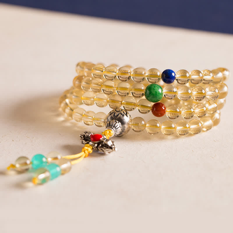 925 Sterling Silver 108 Mala Beads Natural Citrine Red Agate Amber Pleasure Charm Bracelet - Image 23