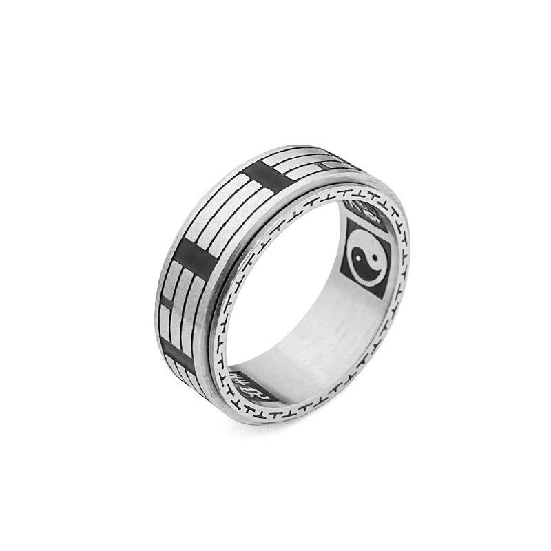 Bagua Yin Yang Titanium Steel Balance Rotatable Ring - Image 17
