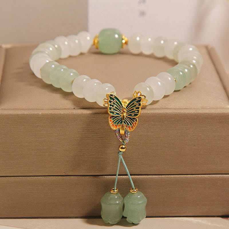 Natural Tianshan Jade Abacus Beads Butterfly Prosperity Bracelet