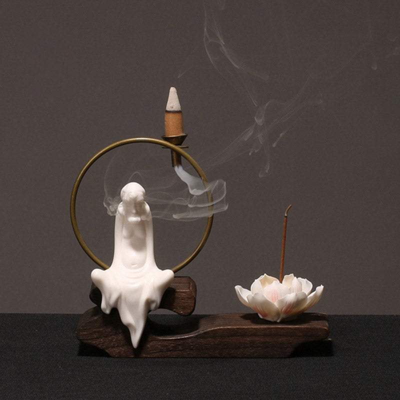 Ceramic Lotus Healing Meditation Incense Burner Decoration - Image 11