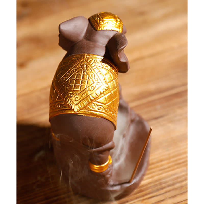 Tibetan Elephant Purple Clay Backflow Smoke Fountain Peace Healing Incense Burner Decoration - Image 11