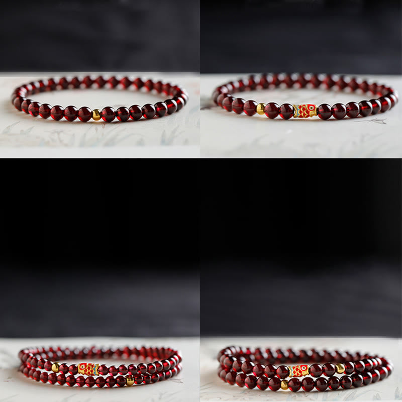 999 Gold Koi Fish Natural Garnet Protection Bracelet - Image 18