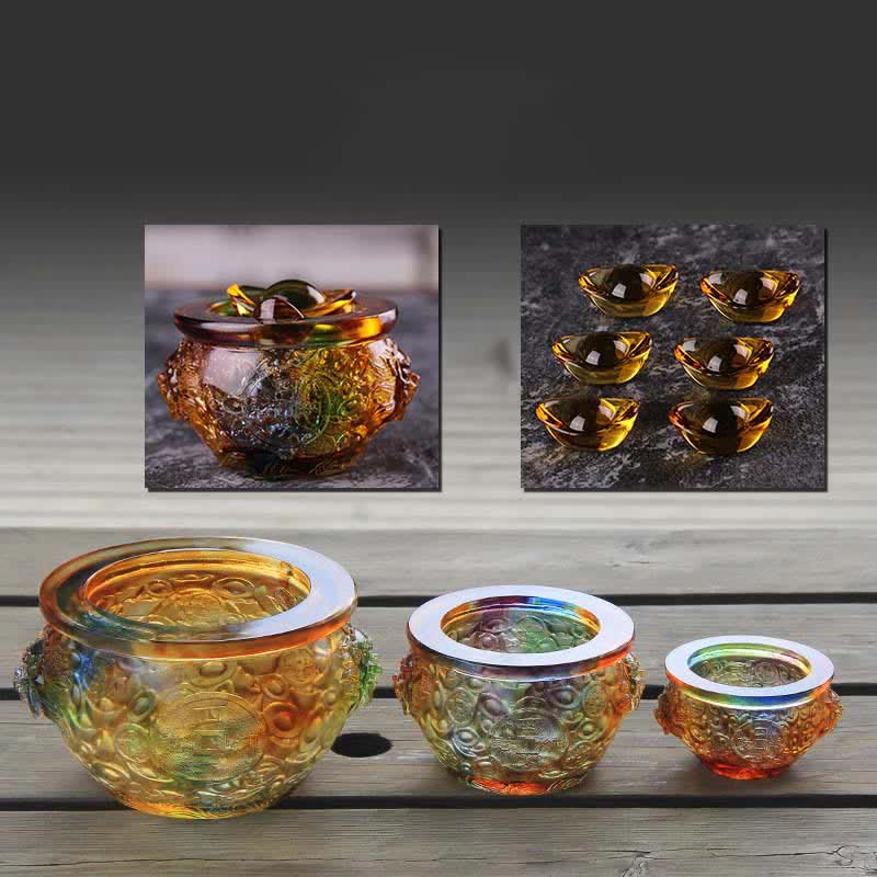 Handmade Liuli Crystal Treasure Bowl Art Piece Home Decoration - Image 3