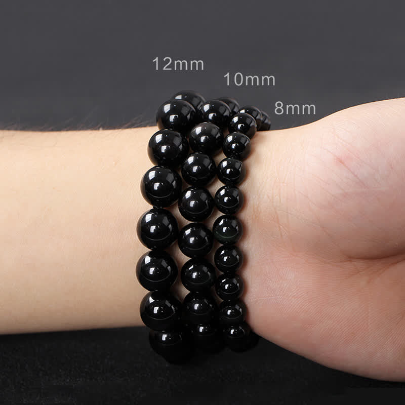 Black Obsidian Ebony Wood Red Tiger Eye Strength Couple Bracelet - Image 22