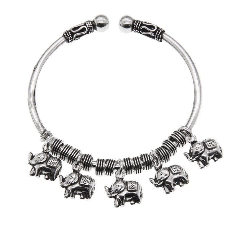 925 Sterling Silver Elephant Strength Bracelet Bangle - Image 11