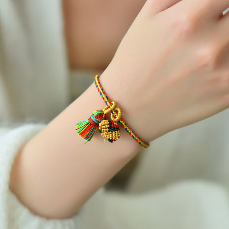 Colorful Rope Luck Handmade Zongzi Golden Ball Charm Bracelet - Image 17