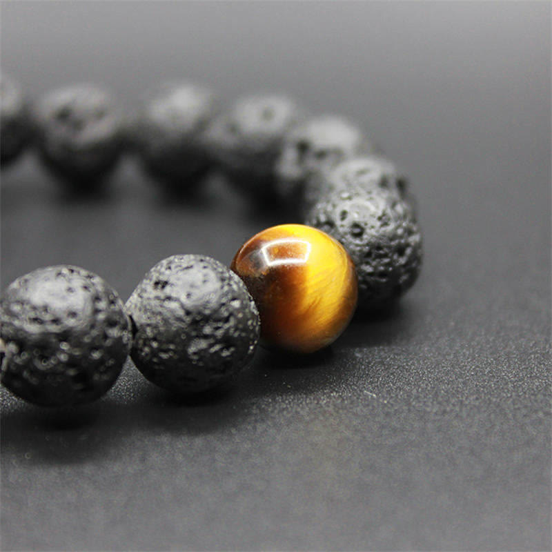 Lava Rock Tiger Eye Stone Peace Healing Bracelet - Image 3