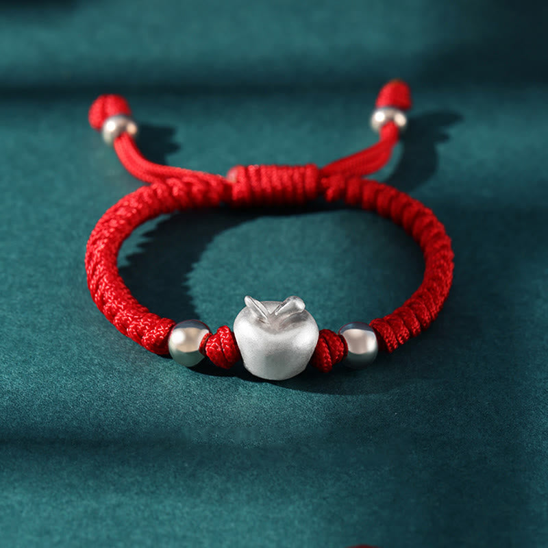 999 Sterling Silver Apple Red Multicolored Rope Luck Protection Handcrafted Kids Bracelet - Image 8