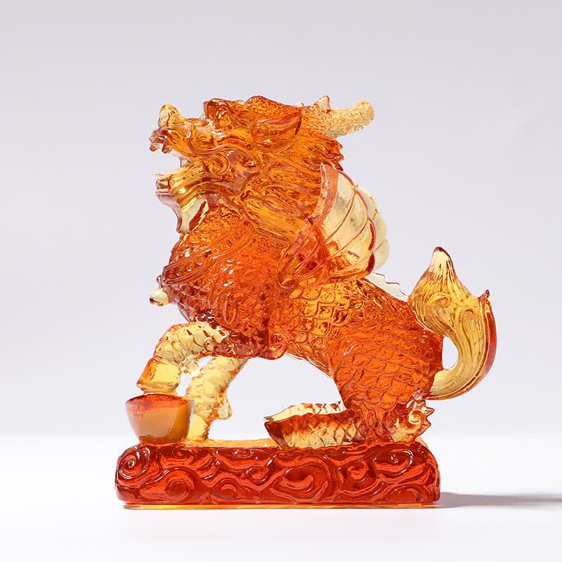 Feng Shui Kirin Handmade Liuli Crystal Art Piece Fortune Home Office Decoration - Image 12