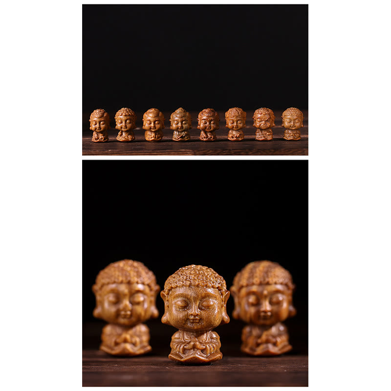 Chinese Zodiac Natal Buddha Green Sandalwood Lotus Engraved Positive Home Decoration - Image 17