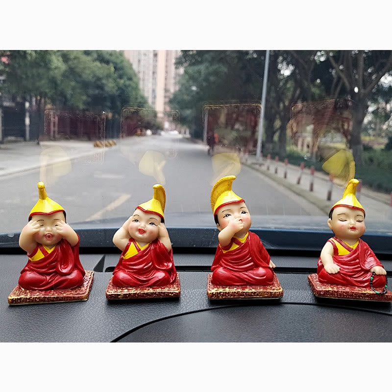 Hand Painted Tibetan Lama Figures Carved Creative Home Office Car Decoration Ornament - Image 21