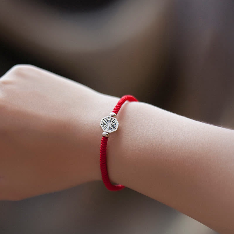 925 Sterling Silver Yin Yang Bagua Symbol Cinnabar String Concentration Bracelet - Image 3
