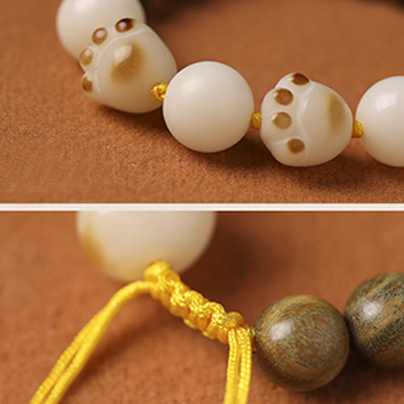 Natural Green Sandalwood Bodhi Seed Cat Paw Claw Cure Bracelet - Image 7