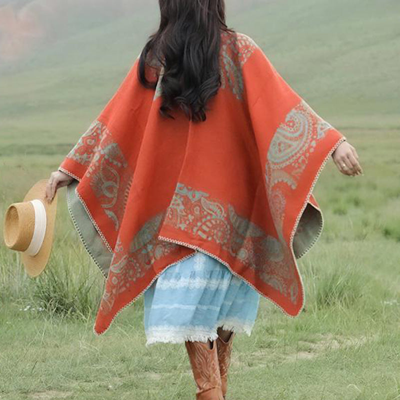 Tibetan Shawl Simple Pattern Winter Cozy Travel Scarf Wrap - Image 5