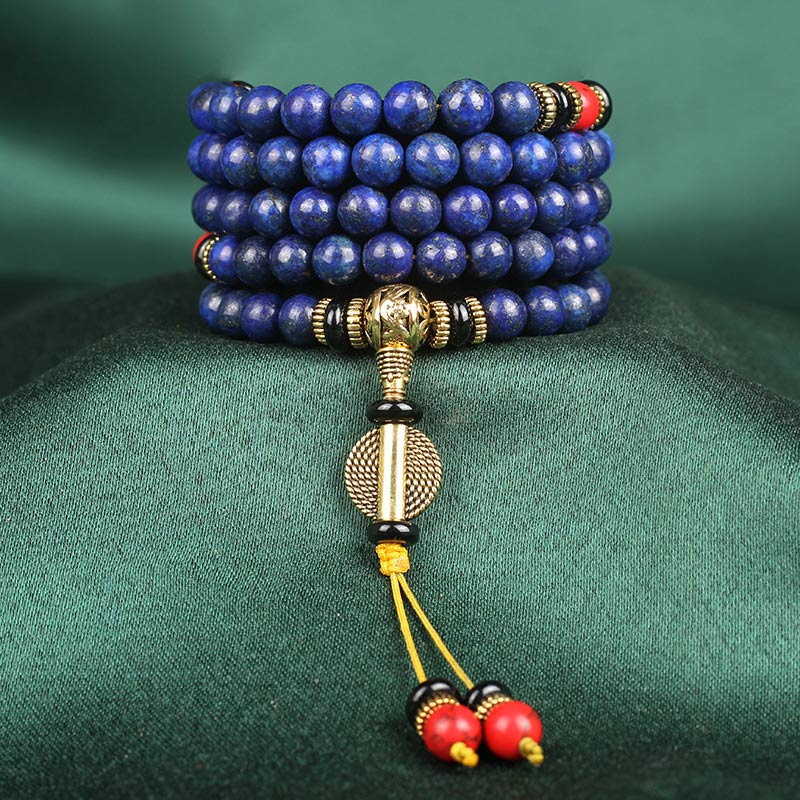 Tibetan Mala Lapis Lazuli Positive Bracelet - Image 7