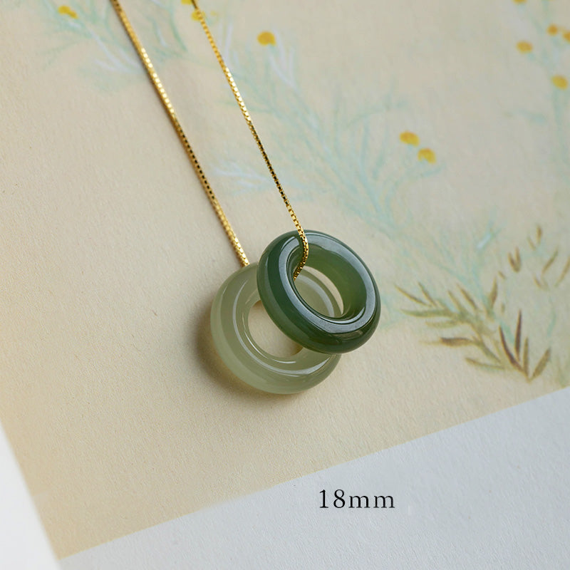 Natural Round Jade Peace Buckle Luck Abundance Necklace Pendant - Image 21