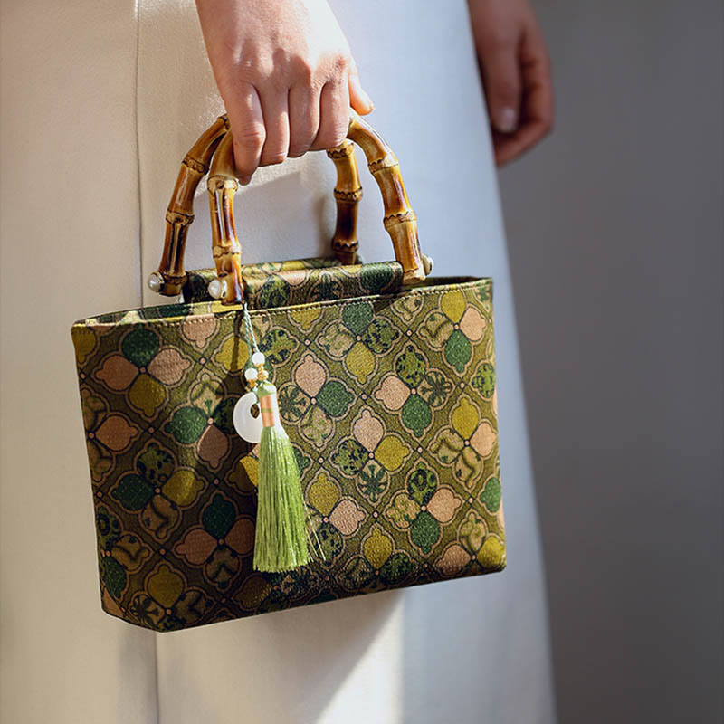 Green Leaves Handbag Metal Chain Crossbody Bag Shoulder Bag Cellphone Bag - Image 3