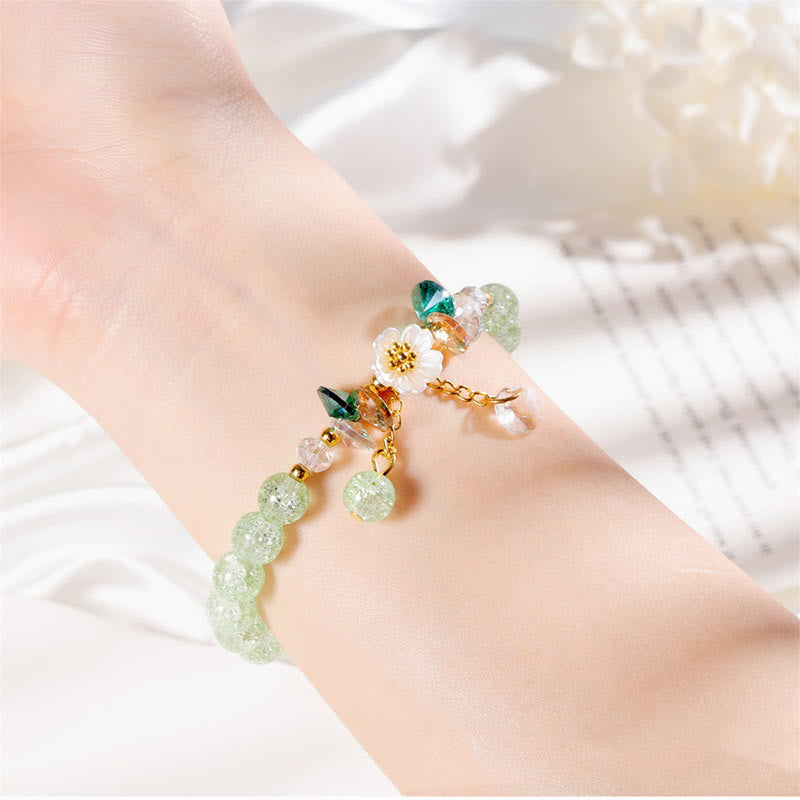 Simple Design Flower Charm Glass Bead Bracelet - Image 5