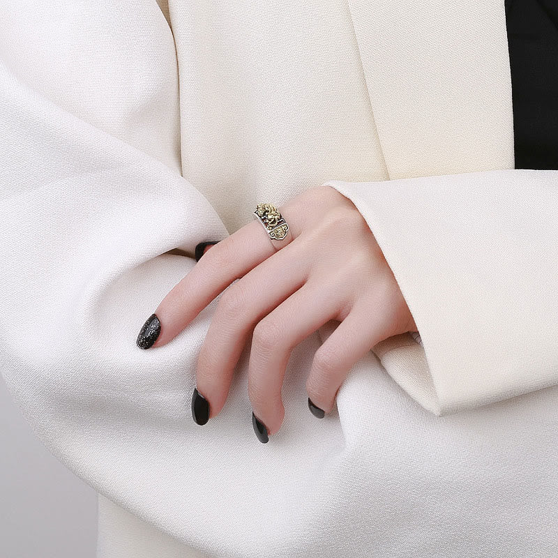 925 Sterling Silver PiXiu Luck Wealth Adjustable Ring - Image 5