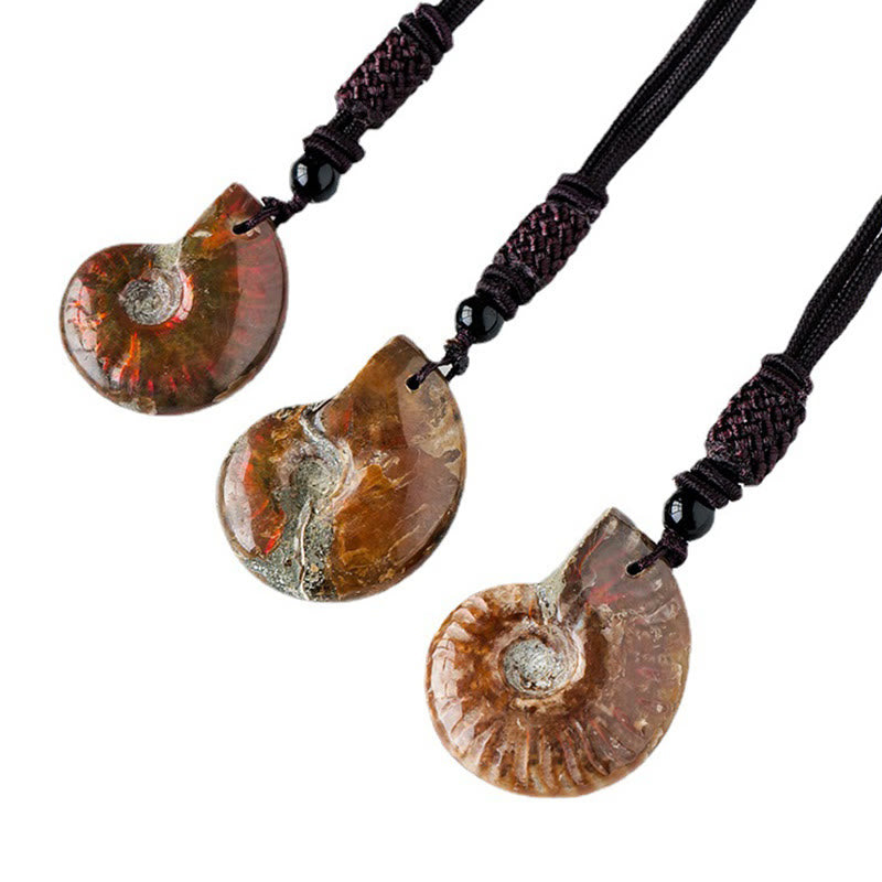 Natural Ammonite Fossil Snail Pattern Meditation Healing Necklace Pendant - Image 7