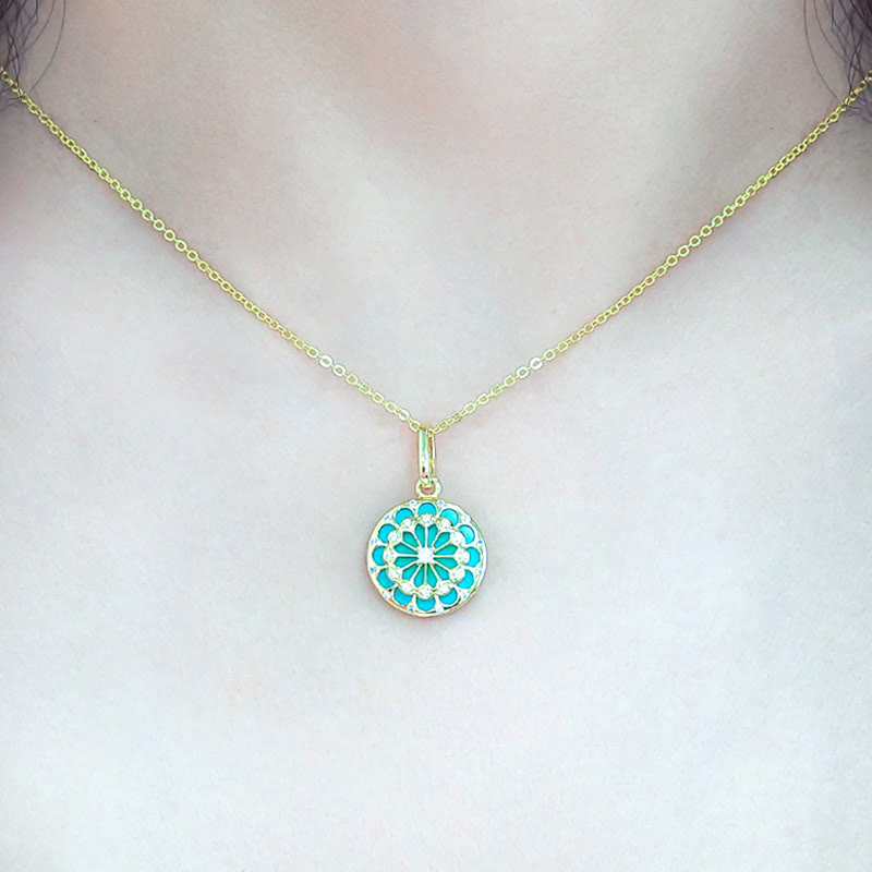 925 Sterling Silver Round Turquoise Zircon Protection Strength Necklace Pendant - Image 6