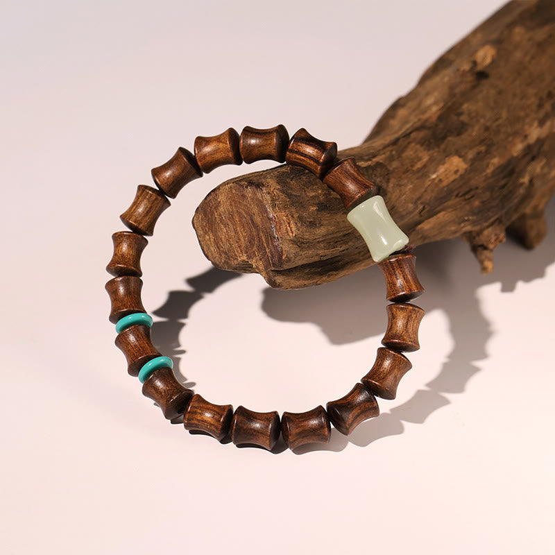 Rosewood Auspicious Clouds Totem Fu Character Bamboo Pattern Warmth Bracelet - Image 7